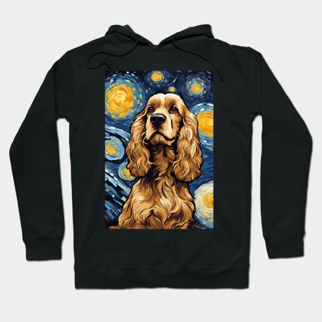 Cute Cocker Spaniel Dog Breed Painting Dog Breed Painting in a Van Gogh Starry Night Art Style Hoodie by Art-Jiyuu